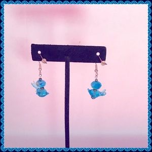 1” Handmade Bluebirds LampWork on Sterling Silver EarWires